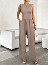 Load image into Gallery viewer, Round Neck Sleeveless Wide Leg Jumpsuit