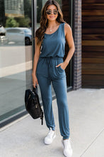 Load image into Gallery viewer, Drawstring Round Neck Sleeveless Jumpsuit