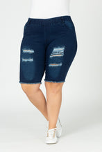 Load image into Gallery viewer, Plus Hi-Waist Distressed Bermuda Short Jeggings