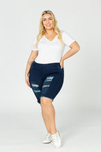 Load image into Gallery viewer, Plus Hi-Waist Distressed Bermuda Short Jeggings