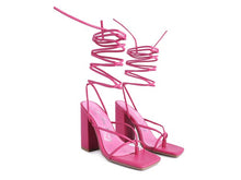 Load image into Gallery viewer, POLE DANCE LACE UP BLOCK HEELED SANDAL