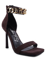 Load image into Gallery viewer, LAST SIP HEELED FAUX SUEDE CHAIN STRAP SANDAL