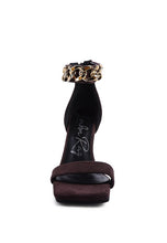 Load image into Gallery viewer, LAST SIP HEELED FAUX SUEDE CHAIN STRAP SANDAL