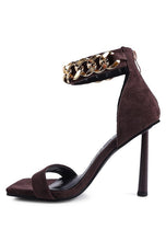 Load image into Gallery viewer, LAST SIP HEELED FAUX SUEDE CHAIN STRAP SANDAL