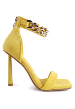 Load image into Gallery viewer, LAST SIP HEELED FAUX SUEDE CHAIN STRAP SANDAL