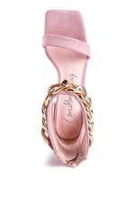 Load image into Gallery viewer, LAST SIP HEELED FAUX SUEDE CHAIN STRAP SANDAL