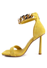 Load image into Gallery viewer, LAST SIP HEELED FAUX SUEDE CHAIN STRAP SANDAL