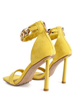 Load image into Gallery viewer, LAST SIP HEELED FAUX SUEDE CHAIN STRAP SANDAL