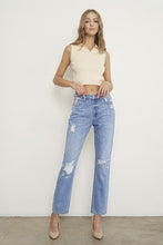 Load image into Gallery viewer, HIGH RISE DISTRESSED GIRLFRIEND JEANS
