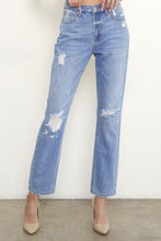 Load image into Gallery viewer, HIGH RISE DISTRESSED GIRLFRIEND JEANS