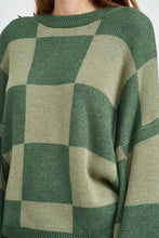 Load image into Gallery viewer, CHECKERED SWEATER WITH BUBBLE SLEEVES
