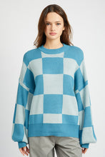 Load image into Gallery viewer, CHECKERED SWEATER WITH BUBBLE SLEEVES