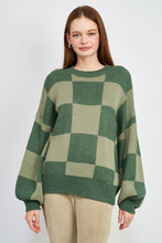Load image into Gallery viewer, CHECKERED SWEATER WITH BUBBLE SLEEVES