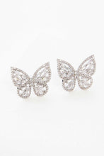 Load image into Gallery viewer, Crystal Butterfly Earrings Silver