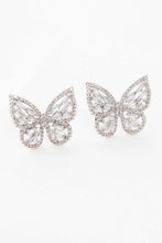 Load image into Gallery viewer, Crystal Butterfly Earrings Silver