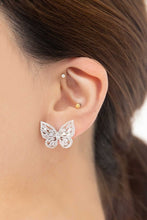Load image into Gallery viewer, Crystal Butterfly Earrings Silver