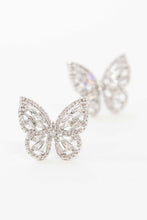 Load image into Gallery viewer, Crystal Butterfly Earrings Silver
