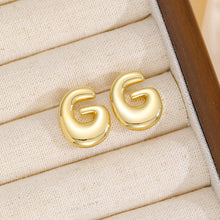 Load image into Gallery viewer, 18K Gold-Plated Bubble Letter Stud Earrings