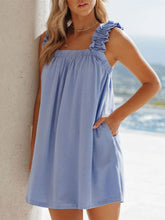 Load image into Gallery viewer, Full Size Frill Pocketed Square Neck Wide Strap Dress