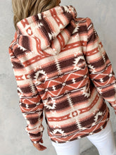 Load image into Gallery viewer, Geometric Zip Up Long Sleeve Hooded Jacket