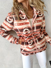 Load image into Gallery viewer, Geometric Zip Up Long Sleeve Hooded Jacket
