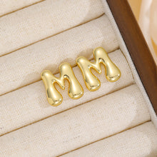 Load image into Gallery viewer, 18K Gold-Plated Bubble Letter Stud Earrings