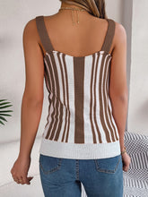 Load image into Gallery viewer, Openwork Striped V-Neck Tank