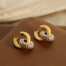 Load image into Gallery viewer, Titanium Steel Inlaid Zircon Double-Hoop Earrings