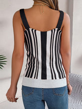 Load image into Gallery viewer, Openwork Striped V-Neck Tank