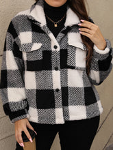 Load image into Gallery viewer, Plus Size Pocketed Plaid Collared Neck Jacket