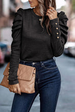 Load image into Gallery viewer, Round Neck Puff Sleeve Sleeve Blouse