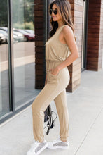 Load image into Gallery viewer, Drawstring Round Neck Sleeveless Jumpsuit