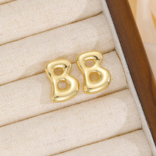 Load image into Gallery viewer, 18K Gold-Plated Bubble Letter Stud Earrings
