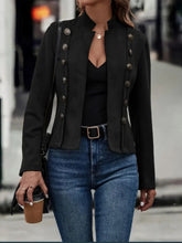 Load image into Gallery viewer, Decorative Button Open Front Long Sleeve Jacket