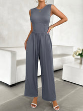 Load image into Gallery viewer, Round Neck Sleeveless Wide Leg Jumpsuit