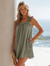 Load image into Gallery viewer, Full Size Frill Pocketed Square Neck Wide Strap Dress