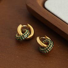 Load image into Gallery viewer, Titanium Steel Inlaid Zircon Double-Hoop Earrings
