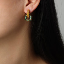 Load image into Gallery viewer, Titanium Steel Inlaid Zircon Double-Hoop Earrings