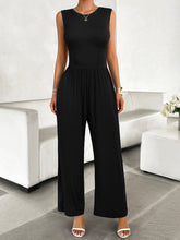Load image into Gallery viewer, Round Neck Sleeveless Wide Leg Jumpsuit