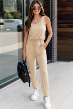 Load image into Gallery viewer, Drawstring Round Neck Sleeveless Jumpsuit