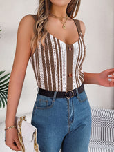 Load image into Gallery viewer, Openwork Striped V-Neck Tank