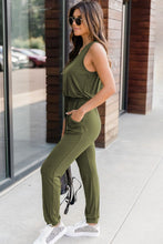 Load image into Gallery viewer, Drawstring Round Neck Sleeveless Jumpsuit