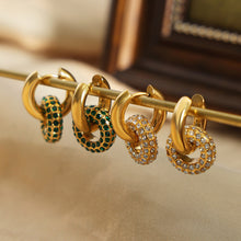 Load image into Gallery viewer, Titanium Steel Inlaid Zircon Double-Hoop Earrings