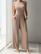 Load image into Gallery viewer, Round Neck Sleeveless Wide Leg Jumpsuit