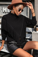 Load image into Gallery viewer, Turtle Neck Tassel Front Long Sleeve Pullover Sweater