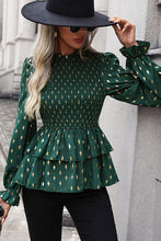 Load image into Gallery viewer, Smocked Flounce Sleeve Layered Blouse