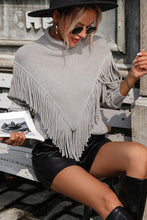 Load image into Gallery viewer, Turtle Neck Tassel Front Long Sleeve Pullover Sweater