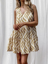 Load image into Gallery viewer, Printed V-Neck Sleeveless Mini Dress