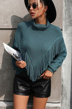 Load image into Gallery viewer, Turtle Neck Tassel Front Long Sleeve Pullover Sweater