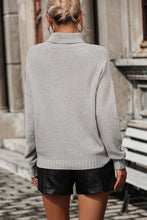 Load image into Gallery viewer, Turtle Neck Tassel Front Long Sleeve Pullover Sweater